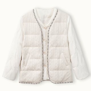 Womens cotton down stitching knitted jacket trendy slouchy casual