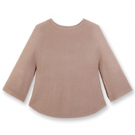 Round neck split sleeve skirt board wool sweater