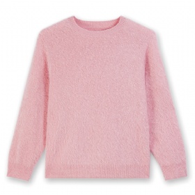 Velvet Selection · Pink Ribbed Round Neck Hoodie