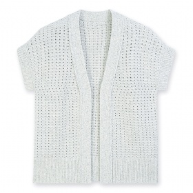 Solid color V-neck short sleeved wool vest cardigan
