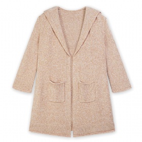 Hooded V-neck long cardigan windbreaker
