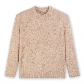 Round neck Fried Dough Twists plaid long sleeve sweater