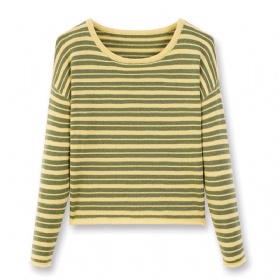 Womens Pure Cashmere Striped Crewneck Sweater – Rhythm Pulse · Soft Whisper