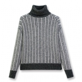Ribbed Turtleneck Knit Top – Deep Charcoal Mélange · The Velvet Inheritance