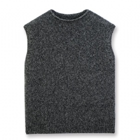 Crew Neck Sleeveless Vest – Deep Charcoal Mélange · The Velvet Inheritance