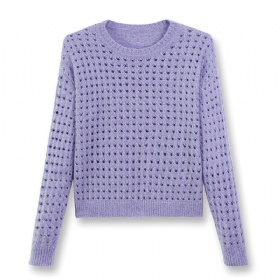 Openwork Crew Neck Pullover – Lilac Purple · The Velvet Inheritance