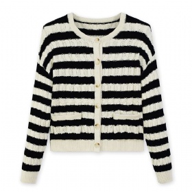 Textured Stripe Cardigan – Black & White · The Cottonwool Foundation