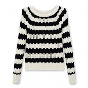 Wavy Cable Short Sweater – White Trim · The Cottonwool Foundation
