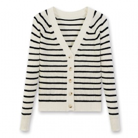 Fine-Line V-Neck Cardigan – White Base · The Cottonwool Foundation