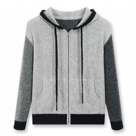 Woolcraft Monochrome Hooded Zip Cardigan – Shades of Grey